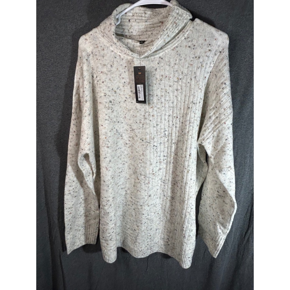 Lee Womens Marshmallow Multi Fleck‎ Cowl Neck Ribbed Knit Sweater XL LW10704